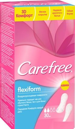 Салфетки  Carefree Cotton FlexiForm 30 шт