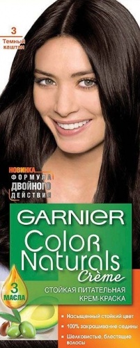 Стойкая питательная крем-краска для волос Garnier "Color Naturals", оттенок 3 Тем.каштан, 110 мл / 12 шт.