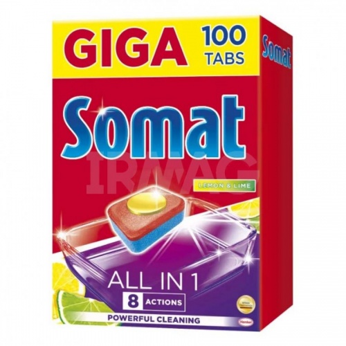 Таблетки для посудомоечных машин Somat Лимон и Лайм(100табл.)/ 5кор