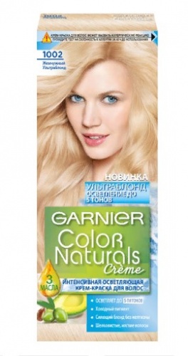 Стойкая питательная крем-краска для волос Garnier "Color Naturals", оттенок 1002 Ж-й УльтраБлонд, 110 мл / 12 шт.